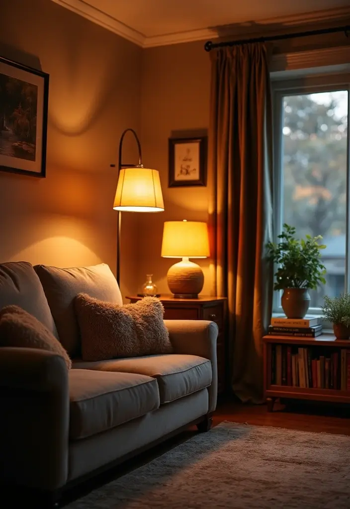 28 Living Room Loft Ideas That Feel Open and Urban - 17. Warm Lighting Options