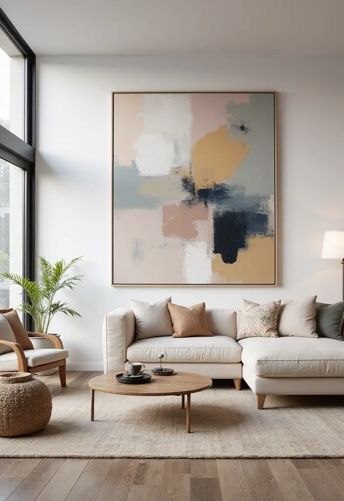 28 Living Room Loft Ideas That Feel Open and Urban - 2. Go for Large-Scale Art