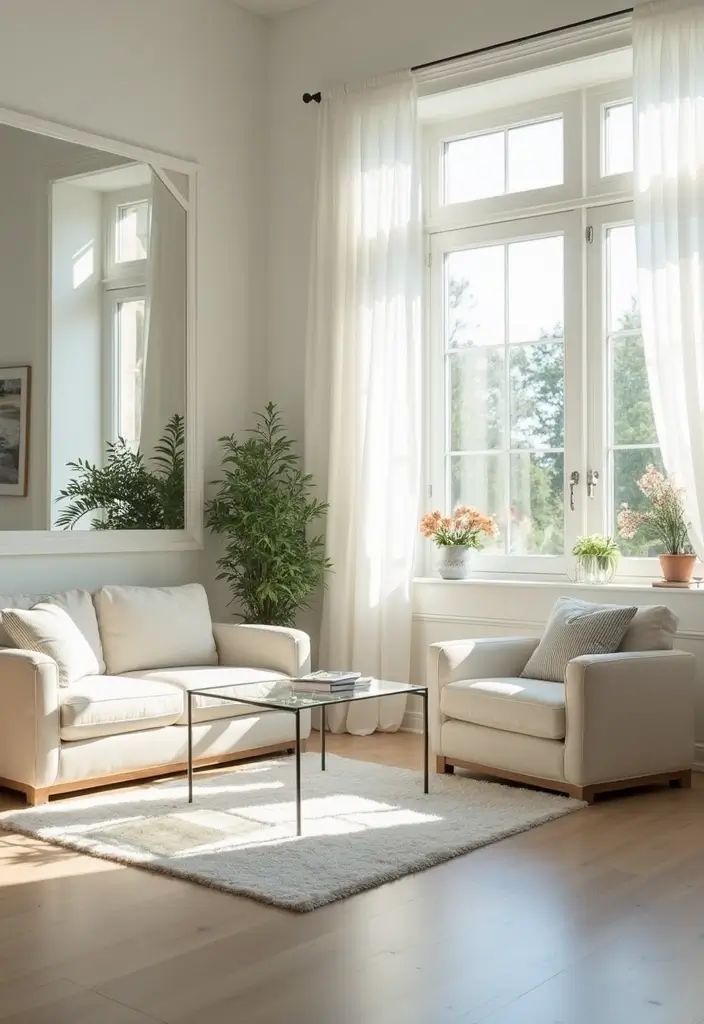 28 Living Room Loft Ideas That Feel Open and Urban - 22. Reflective Surfaces