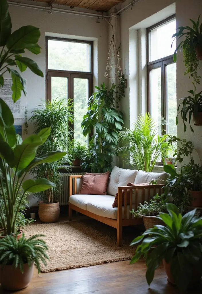 28 Living Room Loft Ideas That Feel Open and Urban - 6. Urban Jungle Vibe