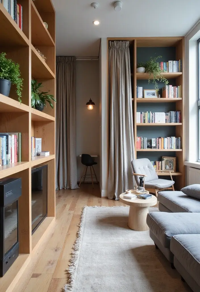 28 Living Room Loft Ideas That Feel Open and Urban - 9. Creative Dividers