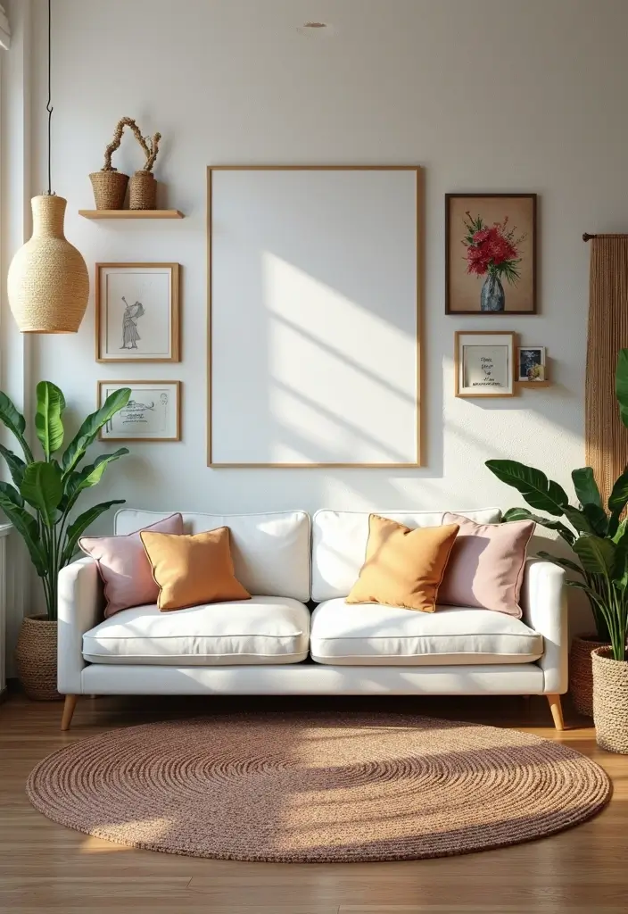 28 Living Room With White Couch Ideas That Feel Clean and Modern - 24. Urban Eclectic