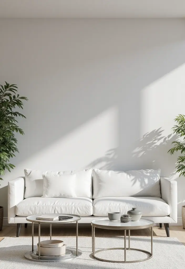 28 Living Room With White Couch Ideas That Feel Clean and Modern - 3. Elegant Modern Minimalism