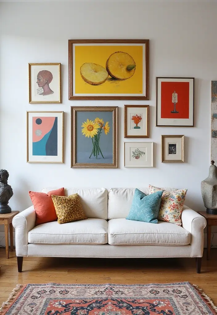 28 Living Room With White Couch Ideas That Feel Clean and Modern - 8. Artful Accents