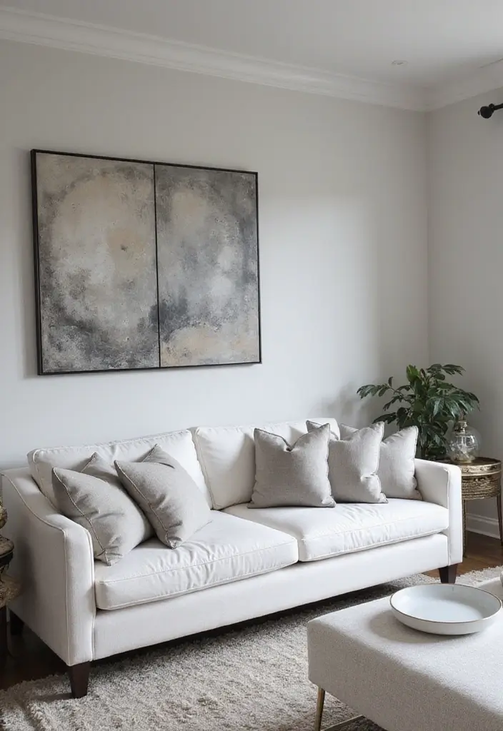 28 Living Room With White Couch Ideas That Feel Clean and Modern - 9. Monochromatic Magic
