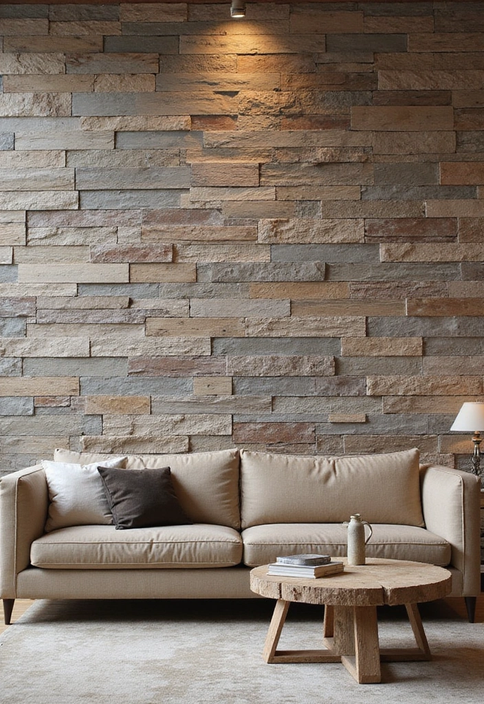 28 Modern Natural Living Room Ideas That Feel Minimal and Fresh - 12. Textured Walls