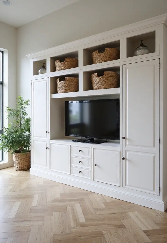 28 Modern Natural Living Room Ideas That Feel Minimal and Fresh - 15. Smart Storage Solutions