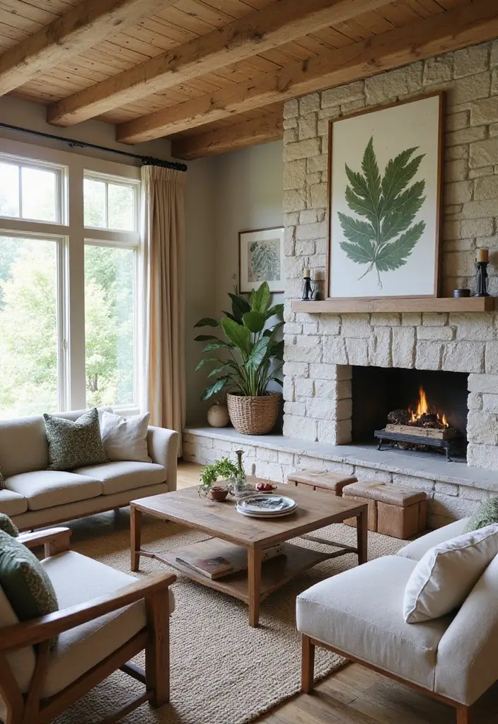 28 Modern Natural Living Room Ideas That Feel Minimal and Fresh - 19. Outdoor-Inspired Decor