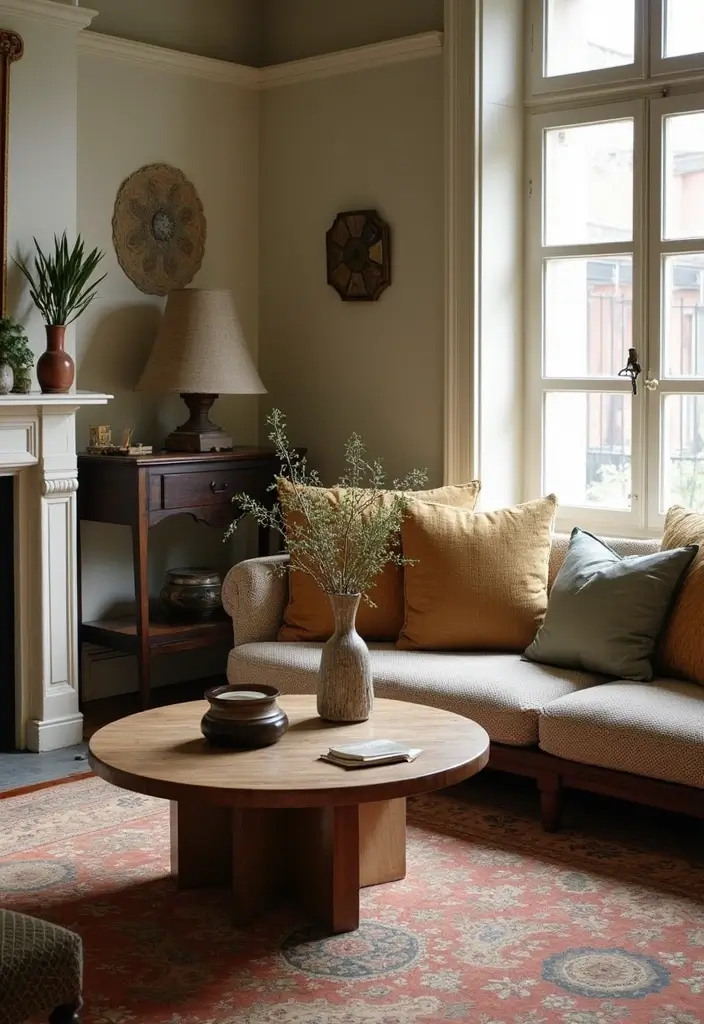 28 Modern Natural Living Room Ideas That Feel Minimal and Fresh - 21. Vintage Finds