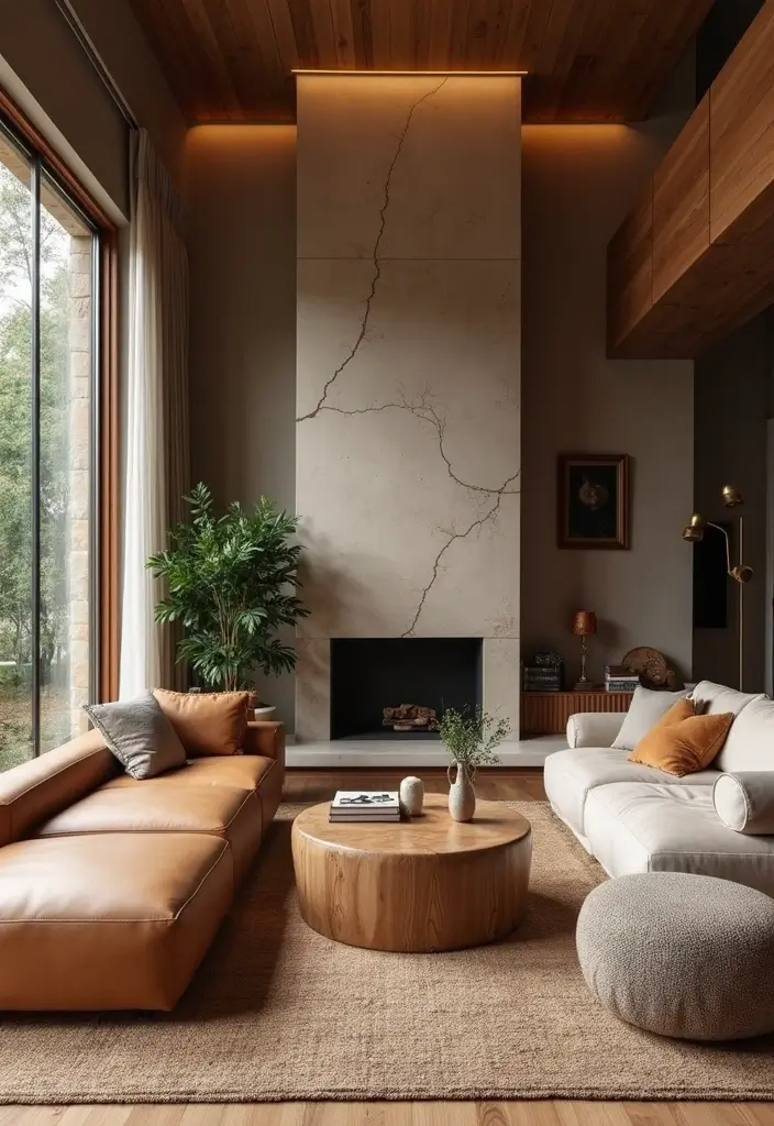 28 Modern Natural Living Room Ideas That Feel Minimal and Fresh - 22. Textural Contrast