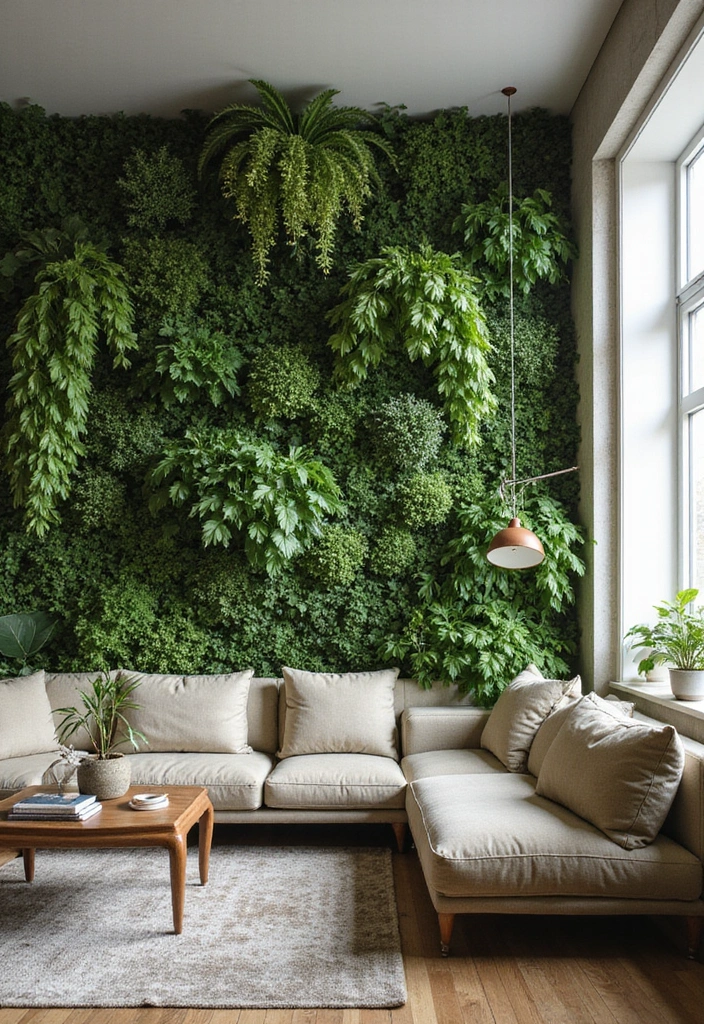 28 Modern Natural Living Room Ideas That Feel Minimal and Fresh - 28. Green Wall