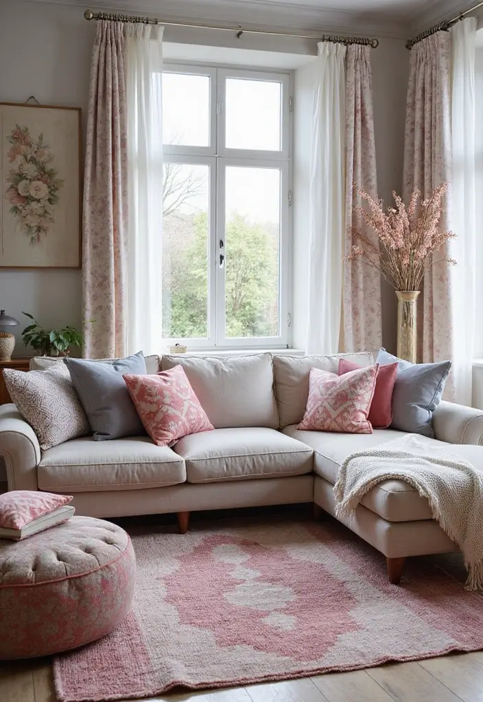 28 Pink and Grey Living Room Ideas That Feel Balanced and Stylish - 25. Mixing Patterns