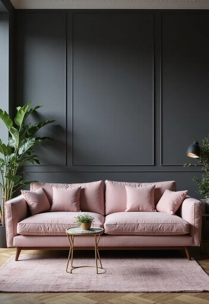 28 Pink and Grey Living Room Ideas That Feel Balanced and Stylish - 3. Grey Hues with Pink Accents