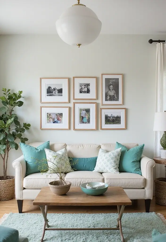 28 Seafoam Green Living Room Ideas That Feel Coastal and Peaceful - 28. Personal Touches