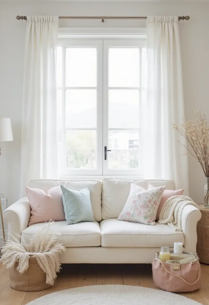 28 Small Aesthetic Living Room Ideas That Feel Cozy and Cute - 1. Light and Airy Color Palette