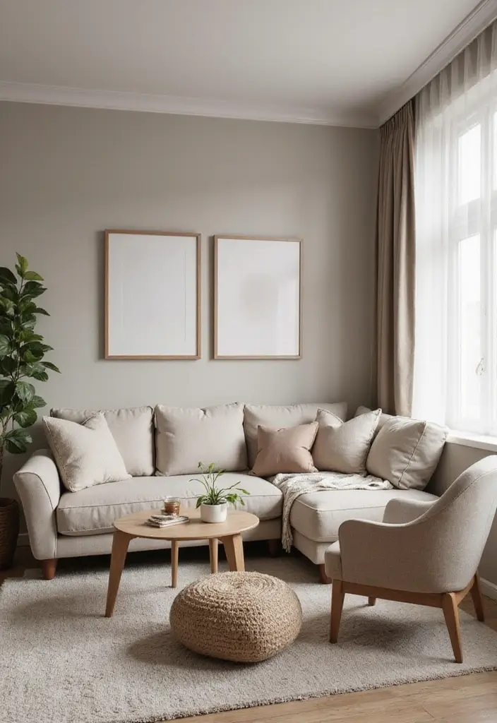 28 Small Aesthetic Living Room Ideas That Feel Cozy and Cute - 18. Neutral Color Schemes