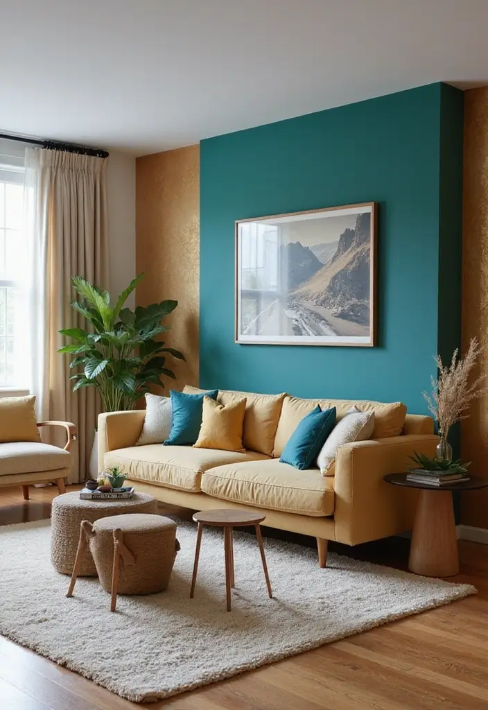 28 Small Aesthetic Living Room Ideas That Feel Cozy and Cute - 23. Bold Accent Walls