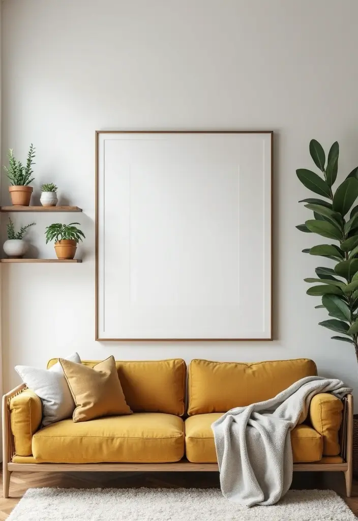 28 Small Aesthetic Living Room Ideas That Feel Cozy and Cute - 26. Minimalist Wall Décor