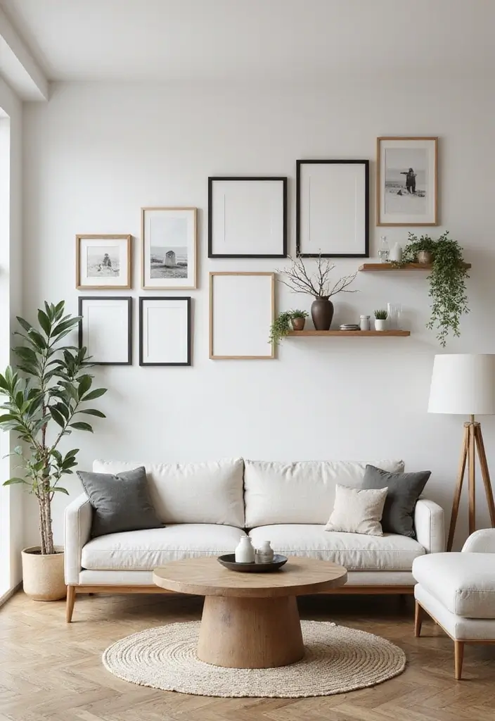 28 Small Aesthetic Living Room Ideas That Feel Cozy and Cute - 4. Small-Space Art Displays