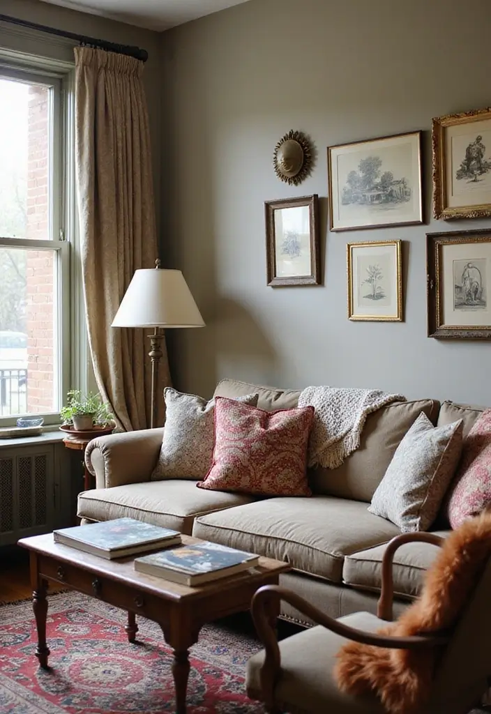 28 Small Aesthetic Living Room Ideas That Feel Cozy and Cute - 5. Vintage Accents