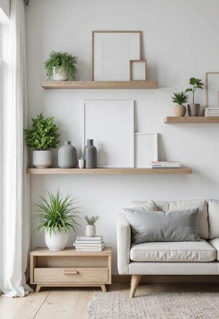 28 TV Wall Decor Living Room Modern Ideas That Look Sleek and Clean - 1. Floating Shelves for a Clean Look