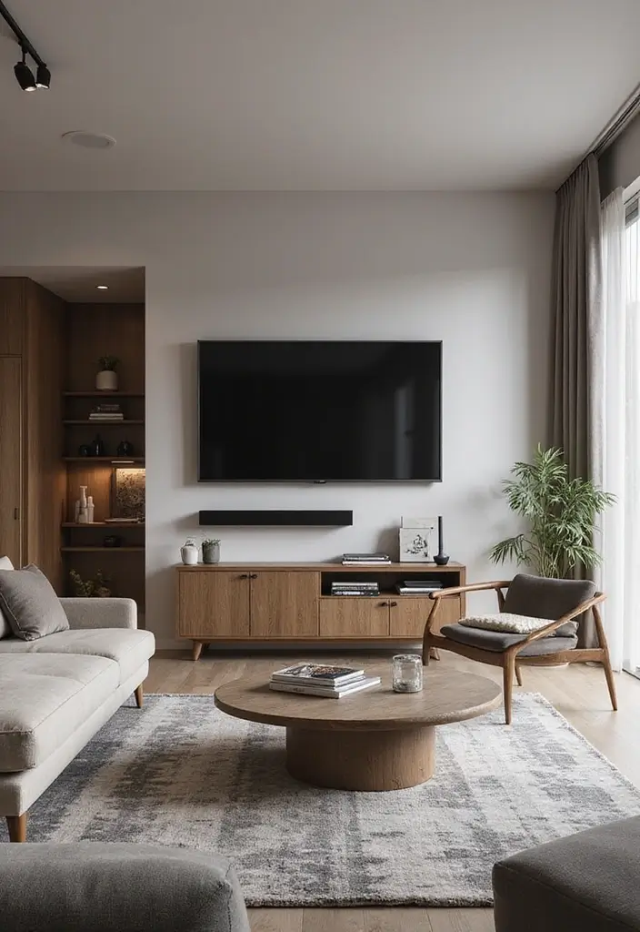 28 TV Wall Decor Living Room Modern Ideas That Look Sleek and Clean - 13. Integrated Technology