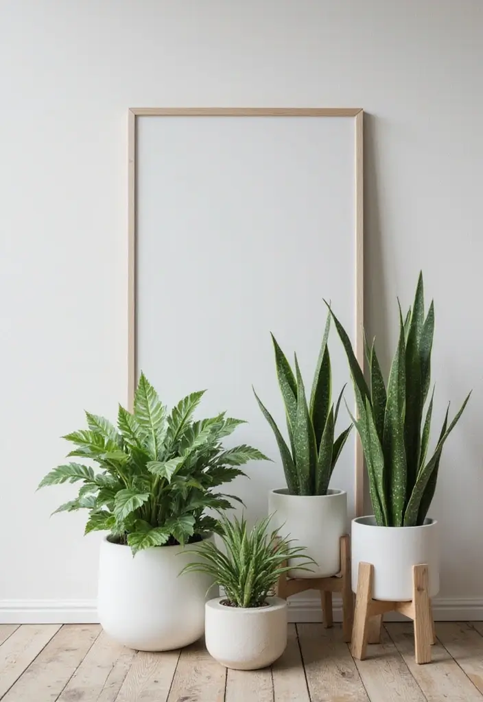 28 TV Wall Decor Living Room Modern Ideas That Look Sleek and Clean - 14. Minimalist Plant Decor