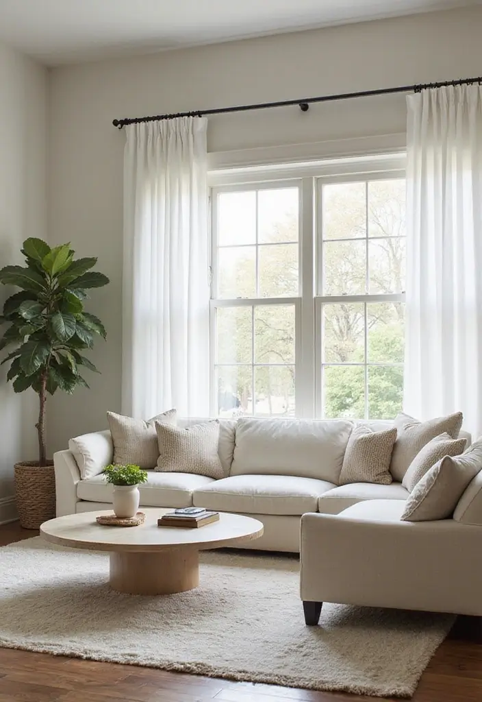 28 TV Wall Decor Living Room Modern Ideas That Look Sleek and Clean - 15. Streamlined Window Treatments