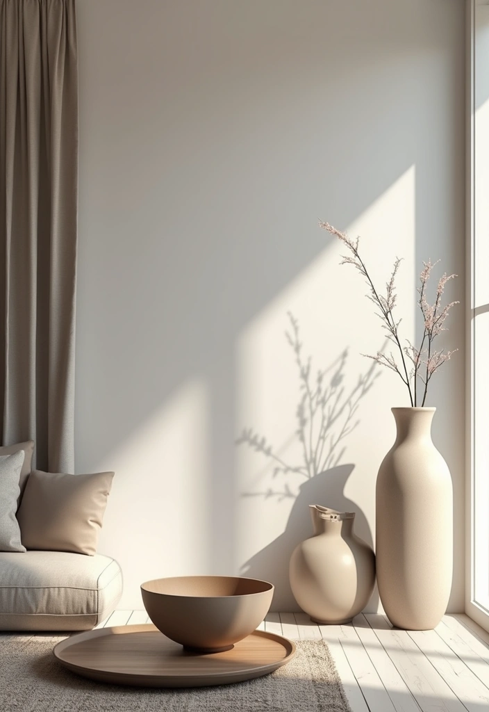 28 TV Wall Decor Living Room Modern Ideas That Look Sleek and Clean - 24. Decorative Bowls and Vases