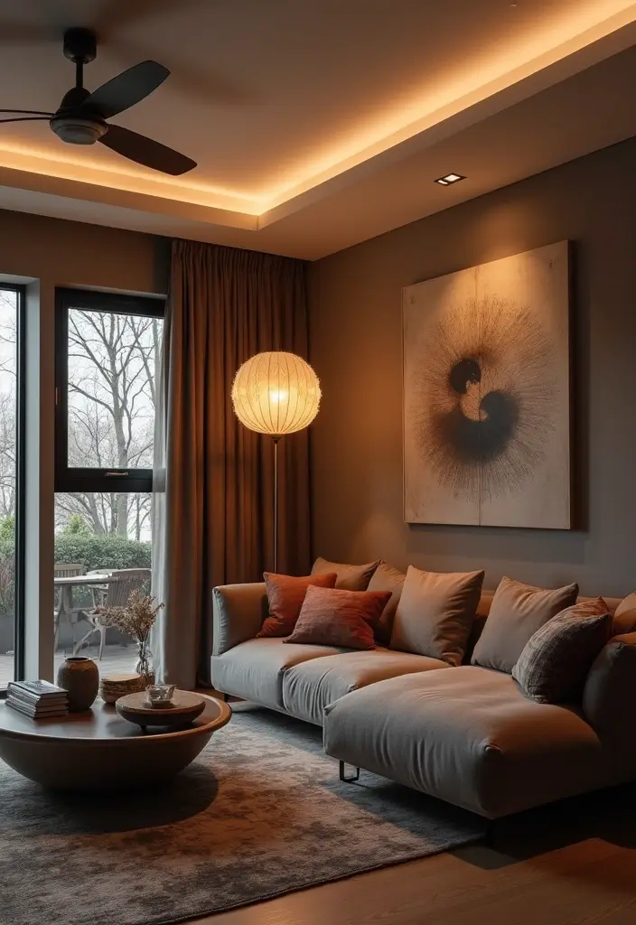 28 TV Wall Decor Living Room Modern Ideas That Look Sleek and Clean - 25. Unique Lighting Fixtures