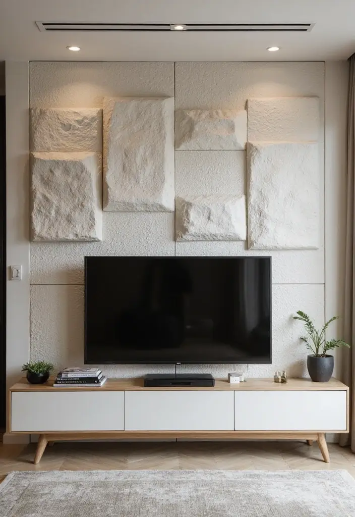 28 TV Wall Decor Living Room Modern Ideas That Look Sleek and Clean - 6. Textured Wall Panels