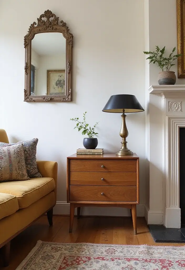 28 UK Living Room Ideas That Feel Timeless and Cozy - 11. Vintage Finds