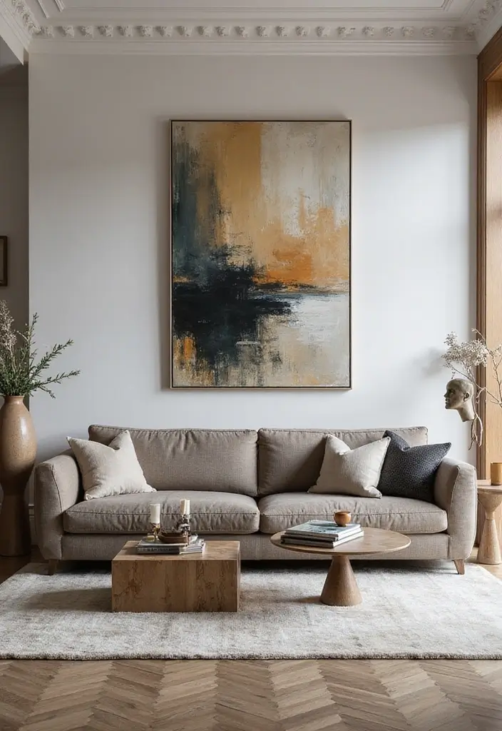 28 UK Living Room Ideas That Feel Timeless and Cozy - 12. Artistic Elements