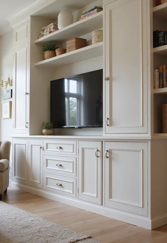 28 UK Living Room Ideas That Feel Timeless and Cozy - 14. Built-in Storage Solutions