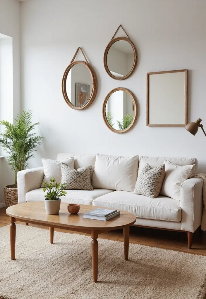 28 UK Living Room Ideas That Feel Timeless and Cozy - 21. Decorative Mirrors