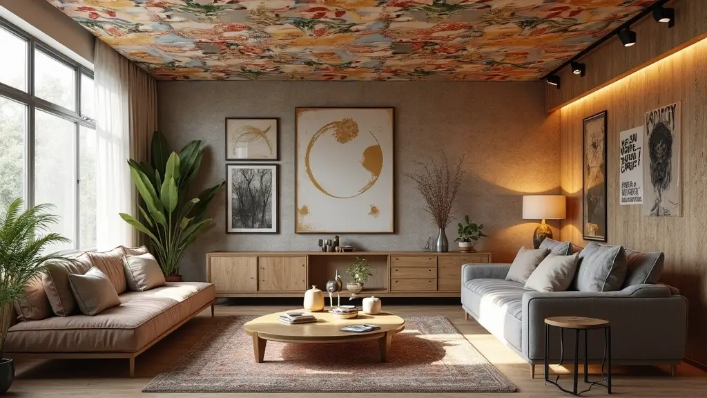 28 Wallpaper on Ceiling Living Room Ideas That Add Unique Drama