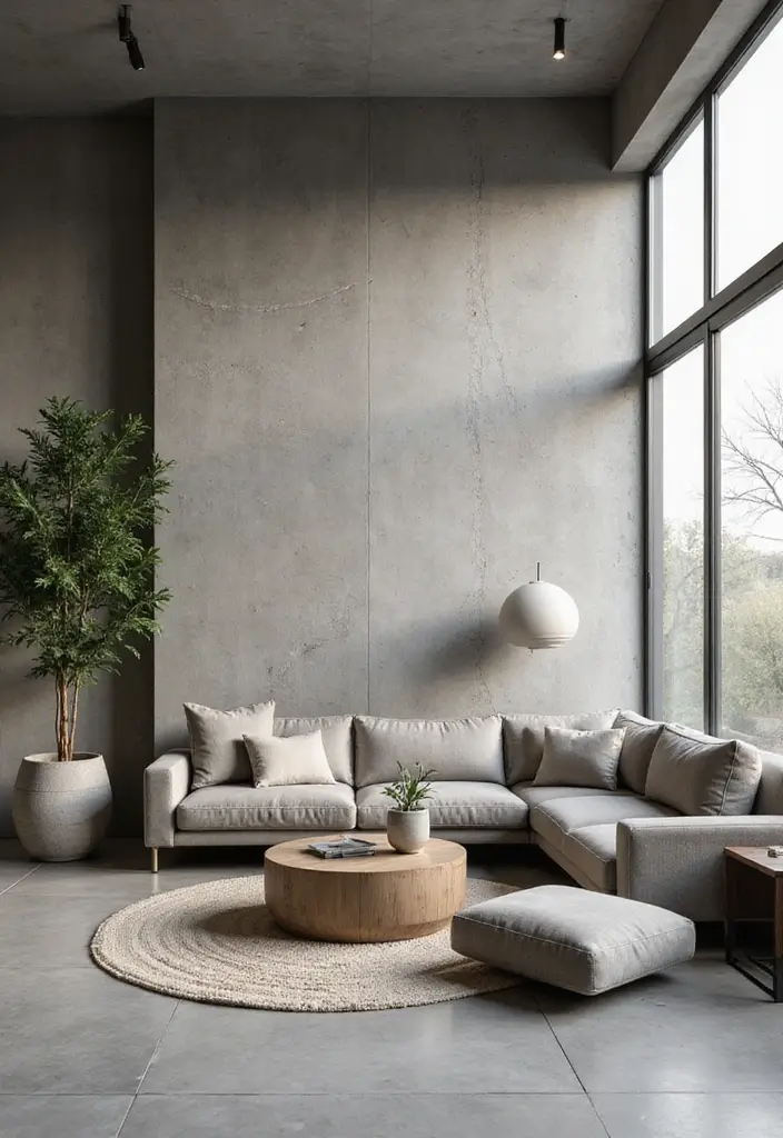 29 Arch Design Living Room With Cement Ideas That Feel Minimal and Modern - 1. Embrace Raw Cement Finishes