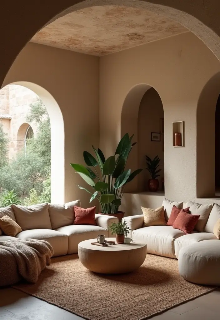 29 Arch Design Living Room With Cement Ideas That Feel Minimal and Modern - 17. Inviting Seating Arrangements