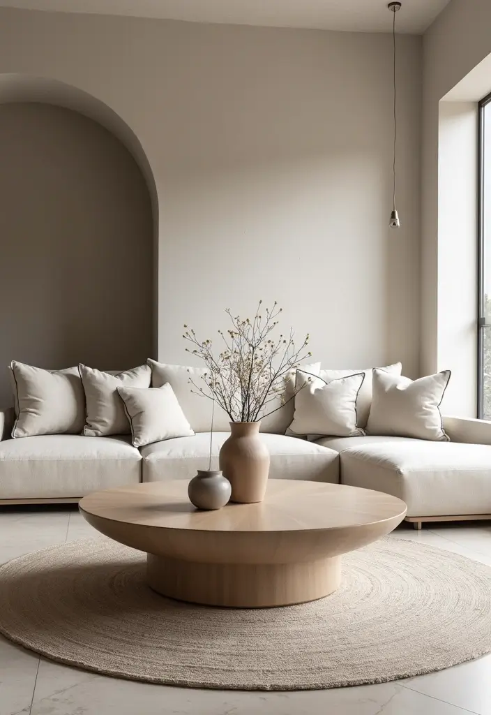 29 Arch Design Living Room With Cement Ideas That Feel Minimal and Modern - 20. Unique Coffee Tables