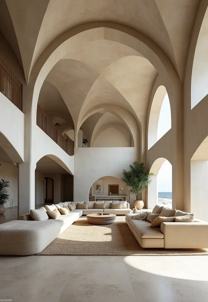 29 Arch Design Living Room With Cement Ideas That Feel Minimal and Modern - 23. An Open Concept Layout