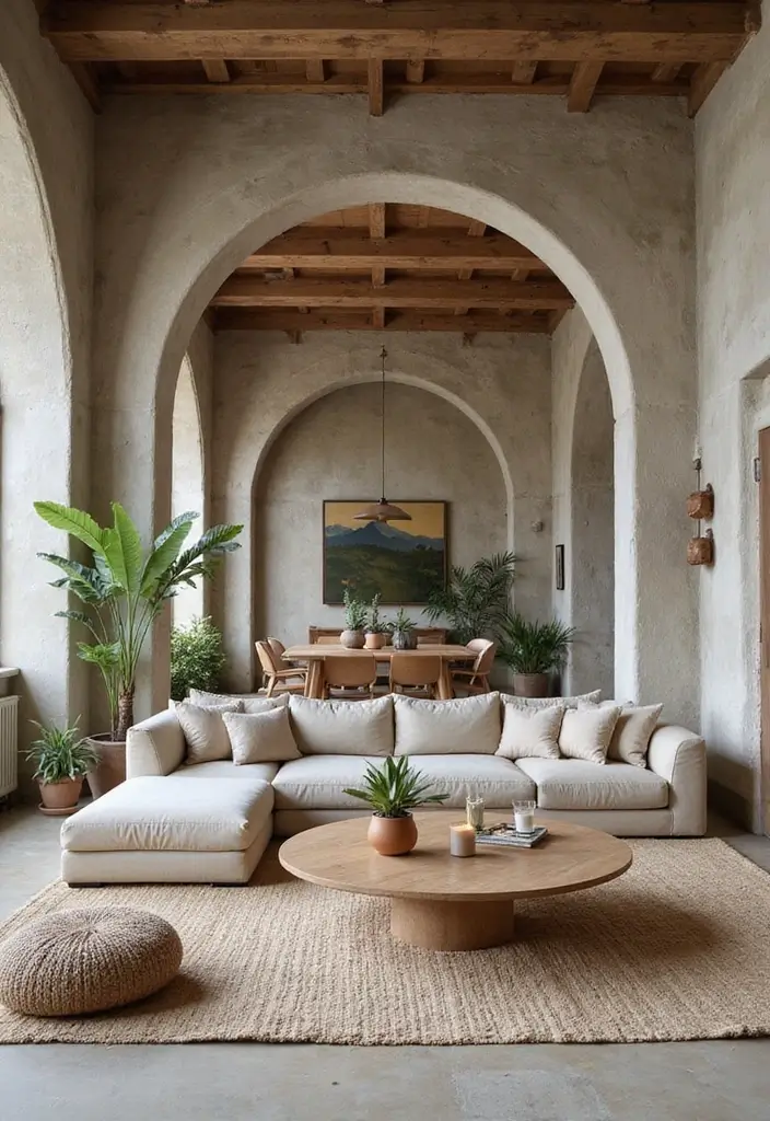 29 Arch Design Living Room With Cement Ideas That Feel Minimal and Modern - 24. Sustainable Living Room Ideas