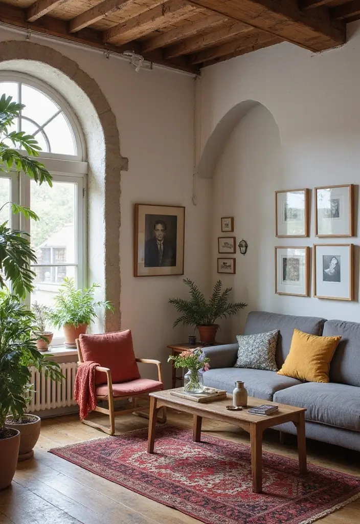 29 Arch Design Living Room With Cement Ideas That Feel Minimal and Modern - 26. Vintage Finds