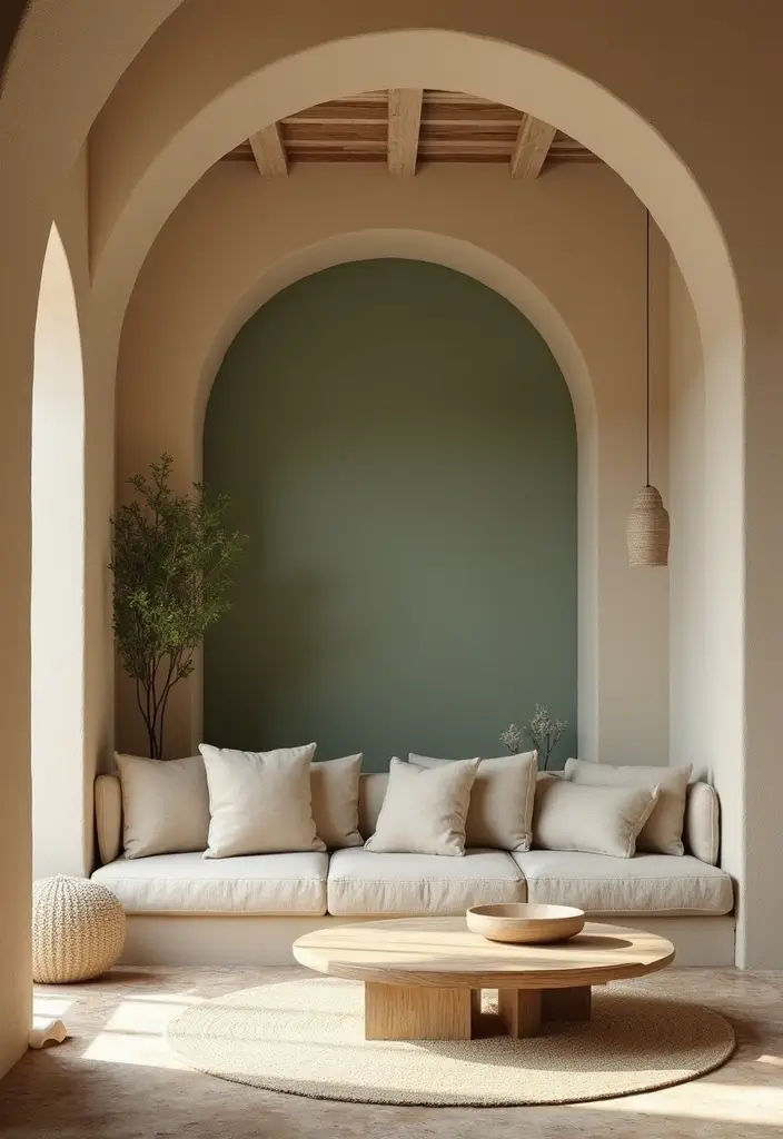 29 Arch Design Living Room With Cement Ideas That Feel Minimal and Modern - 5. Earthy Color Palettes