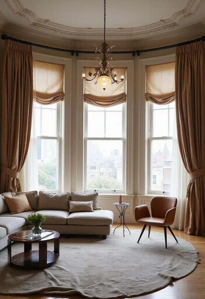 29 Black Glam Living Room Ideas That Feel Luxurious and Bold - 12. Custom Window Treatments