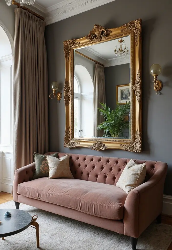 29 Black Glam Living Room Ideas That Feel Luxurious and Bold - 15. Creative Use of Mirrors