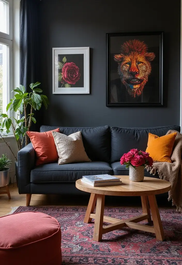 29 Black Glam Living Room Ideas That Feel Luxurious and Bold - 18. Color Contrasts