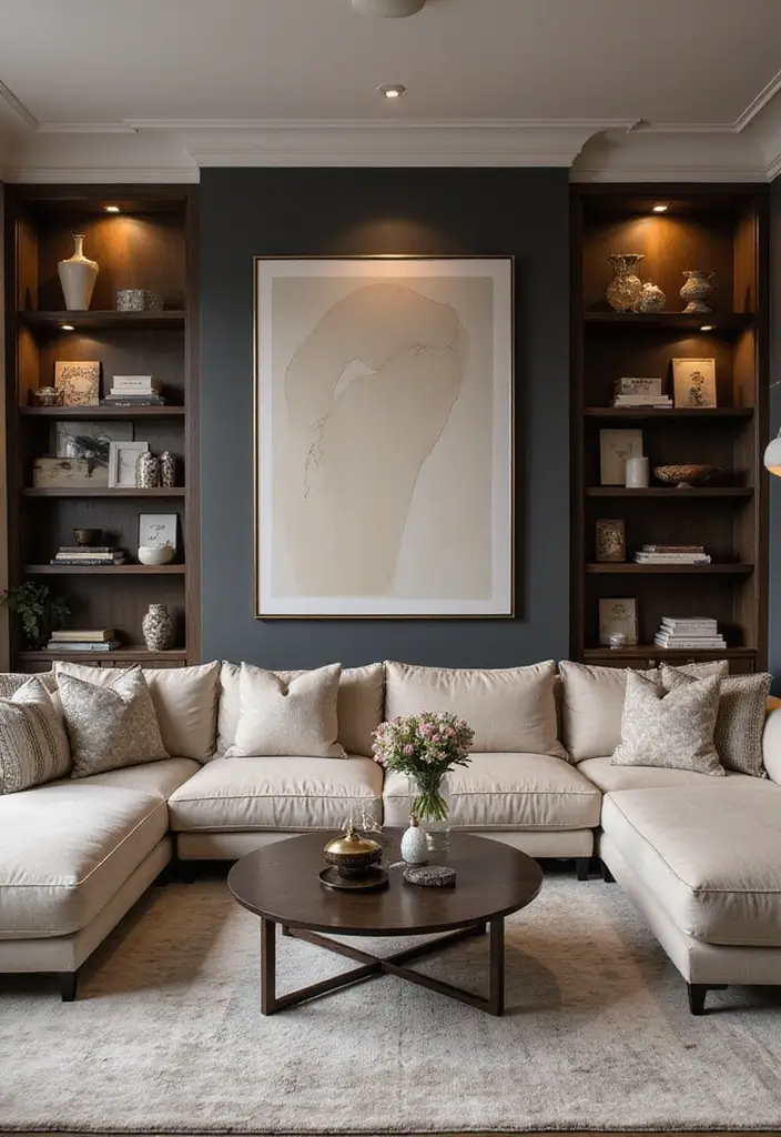 29 Black Glam Living Room Ideas That Feel Luxurious and Bold - 28. Curated Collections