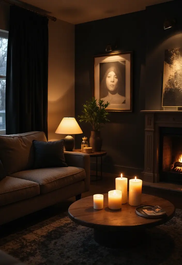 29 Black Glam Living Room Ideas That Feel Luxurious and Bold - 8. Soft Lighting Sources