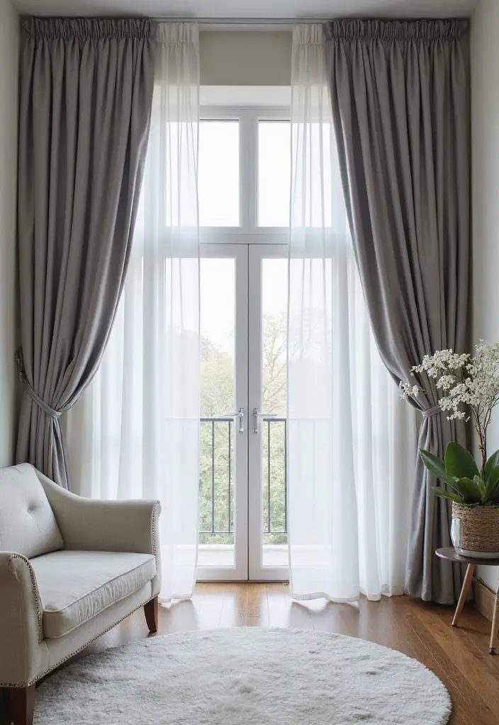 29 Blue and Silver Living Room Ideas That Feel Elegant and Cool - 11. Elegant Silver Curtains