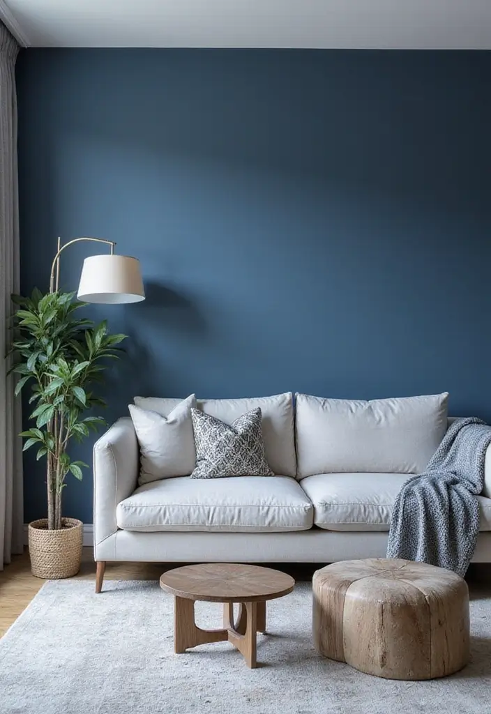 29 Blue and Silver Living Room Ideas That Feel Elegant and Cool - 14. Blue Accent Walls
